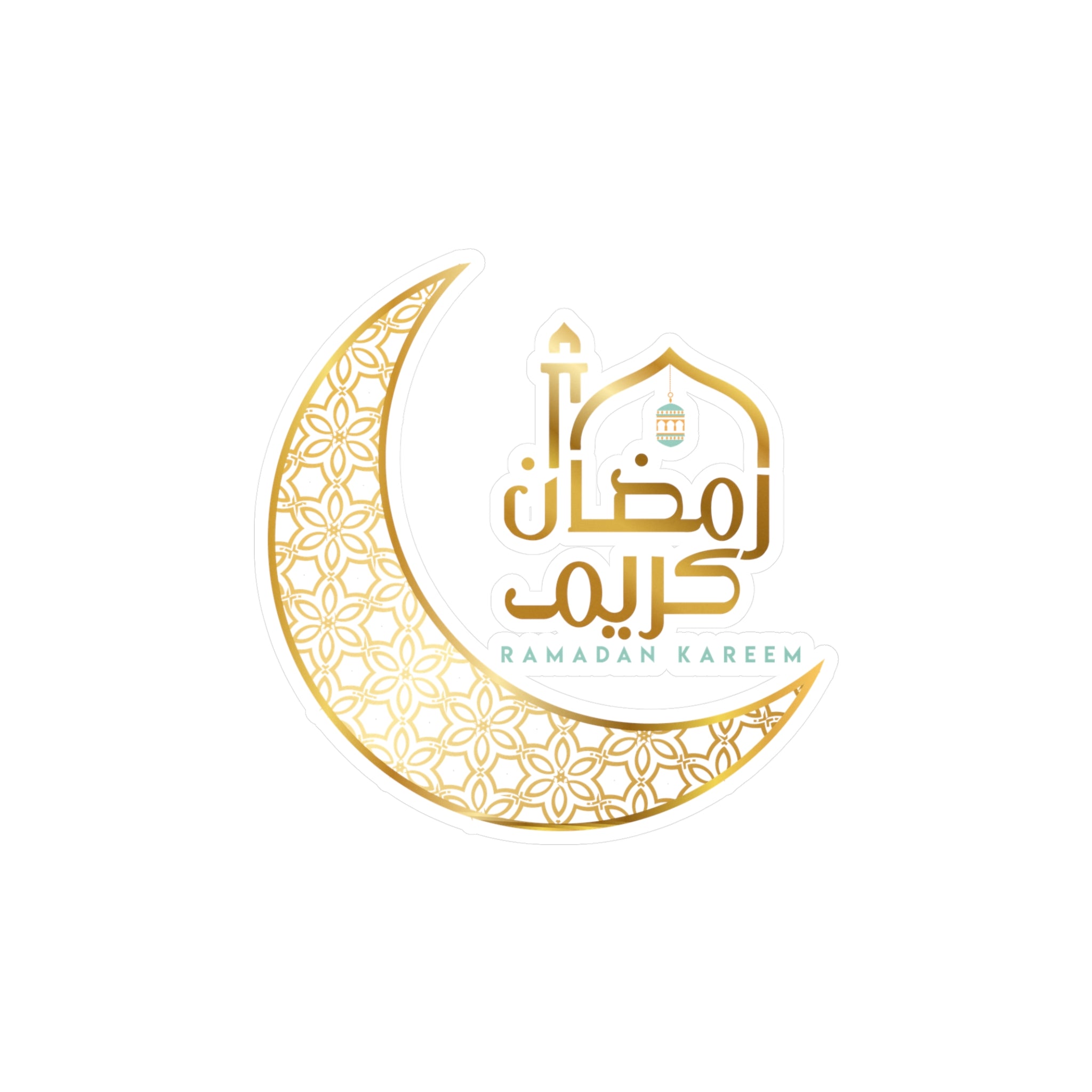 Crescent moon sticker with Arabic calligraphy and the words "Ramadan Kareem" symbolizing the greeting for the holy month of Ramadan.
Product: Ramadan Kareem Transparent Outdoor Stickers, Die-Cut, 1pcs. Ramadan. Muslim. Islamic. Window Decal. Car Decal. Eid Mubarak. Best Wishes
Brand: Medina Roots