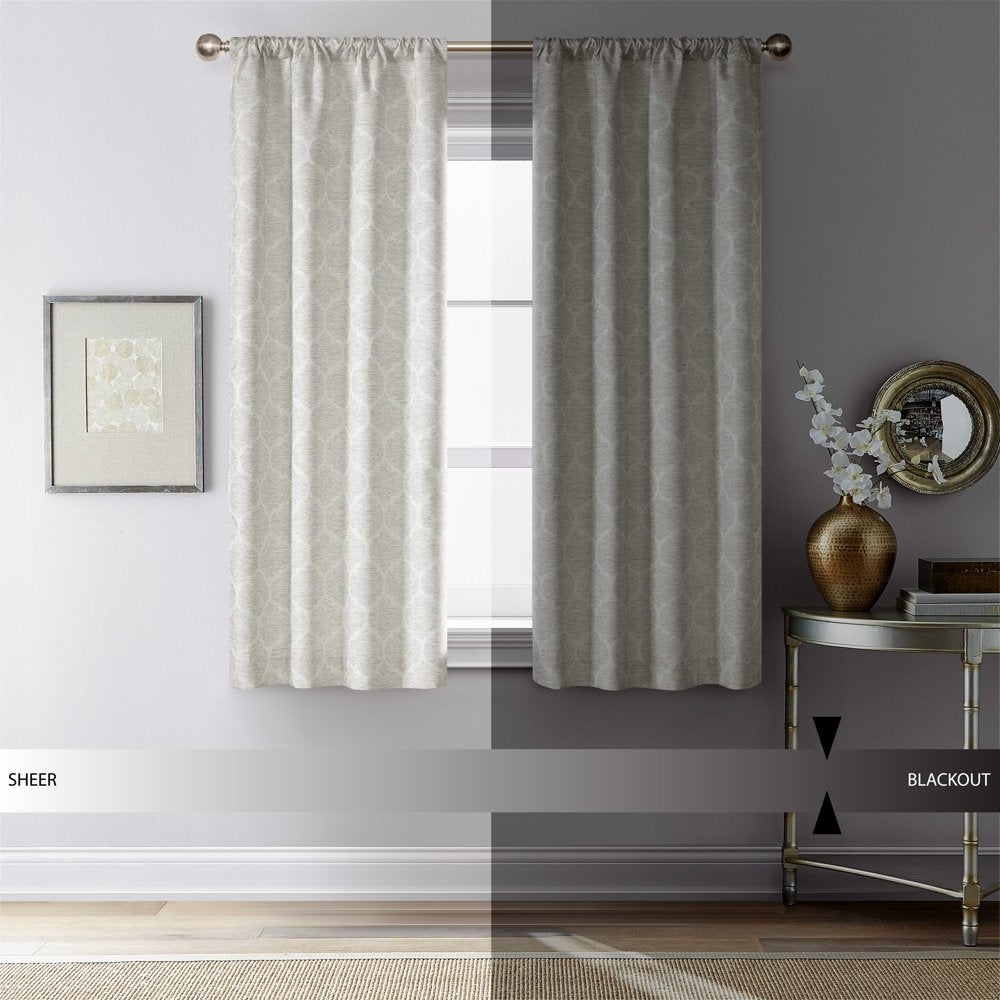 Jacquard Blackout Curtain Panel Pair, 37" X 63" Inches, Grey Botancial