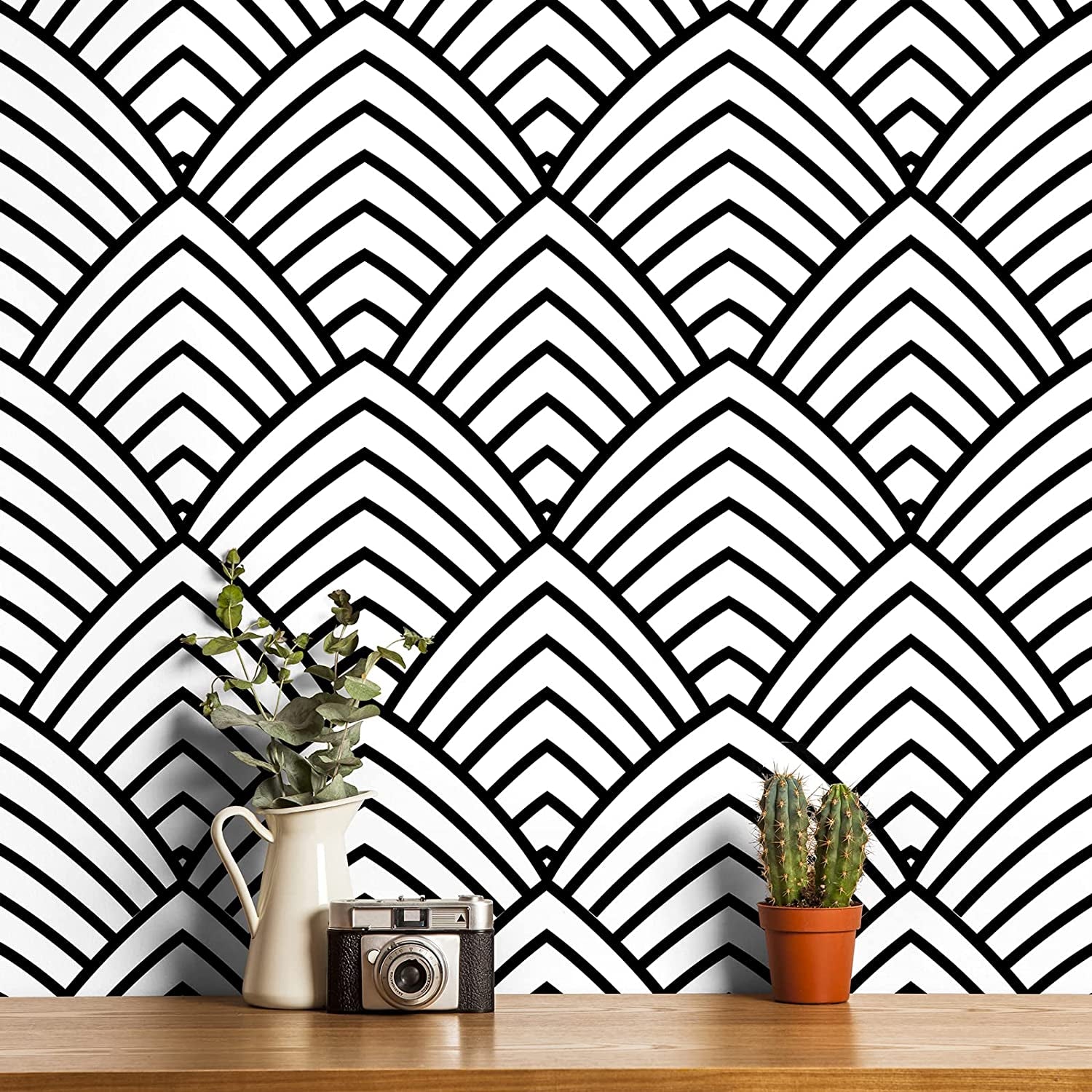 Black and White Wallpaper Modern Geometric Contact Paper 17.7 Inch X 78.7 Inch Black and White Contact Paper Herringbone Peel and Stick Wallpaper Decorative Self Adhesive Removable Wall Paper Vinyl