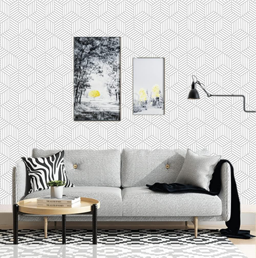 Peel and Stick Wallpaper Silver and White Contact Paper Modern Wallpaper Self Adhesive Removable Wallpaper for Walls Furniture Covering Vinyl Rolls78.7 in X 17.71 in Easy to Clean