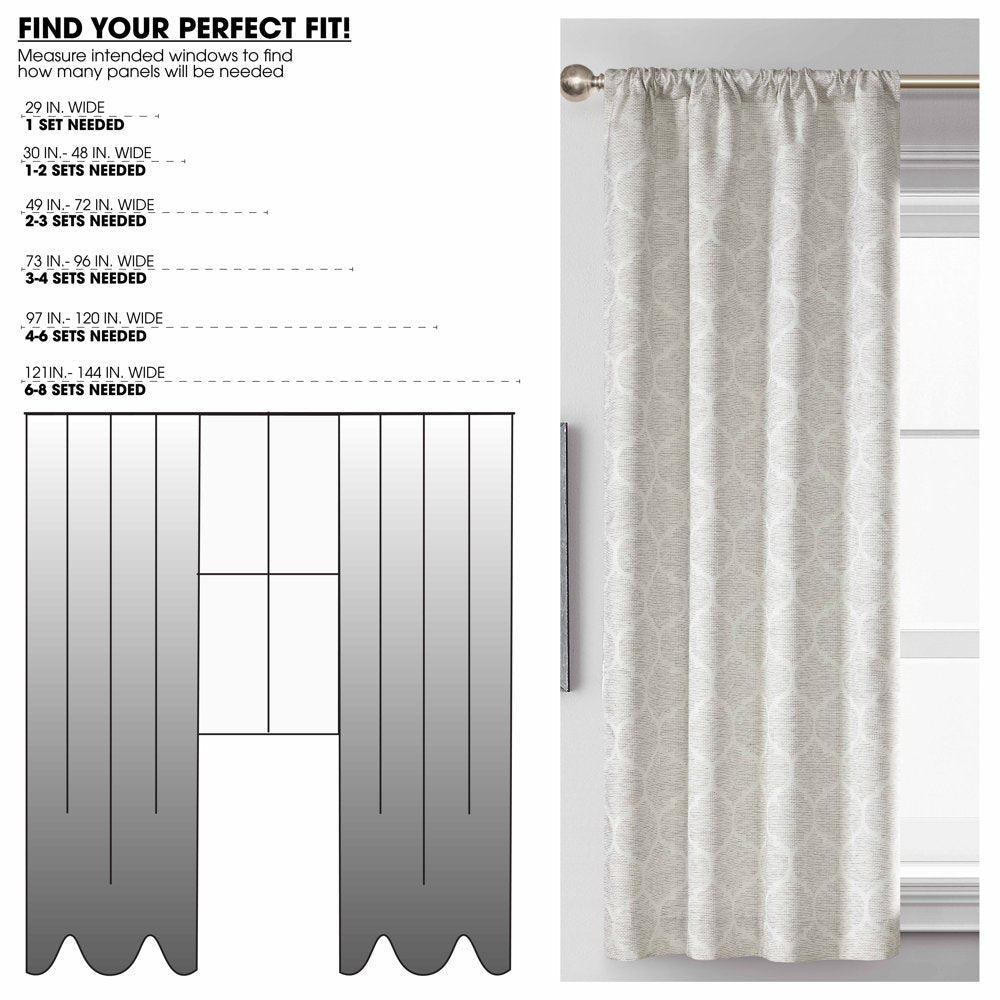 Jacquard Blackout Curtain Panel Pair, 37" X 63" Inches, Grey Botancial