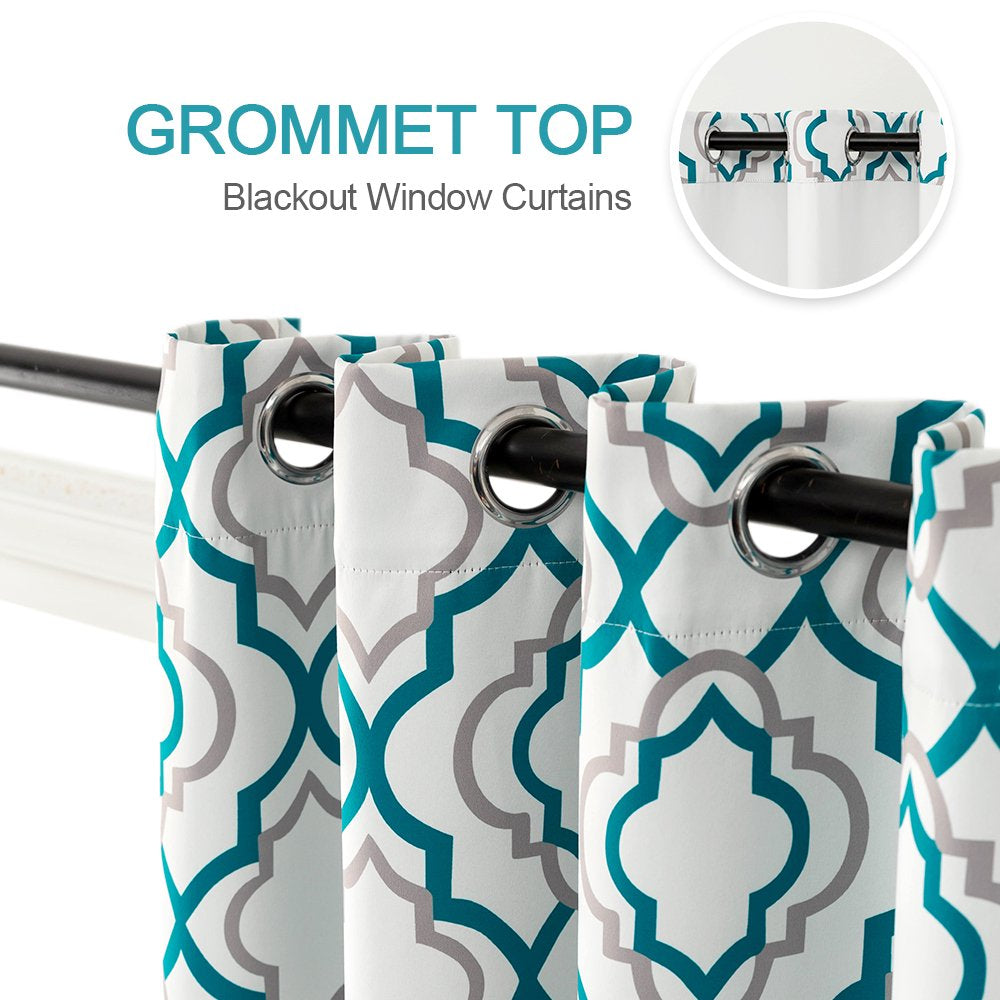 Teal Blackout Curtains 84 Inch Length, 2 Panels, Grommet Head,Blocking Window Curtains for Bedroom and Dining Room